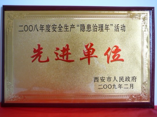 2009年2月，被西安市人民政府評(píng)為2008年度安全生產(chǎn)“隱患治理年”活動(dòng)先進(jìn)單位